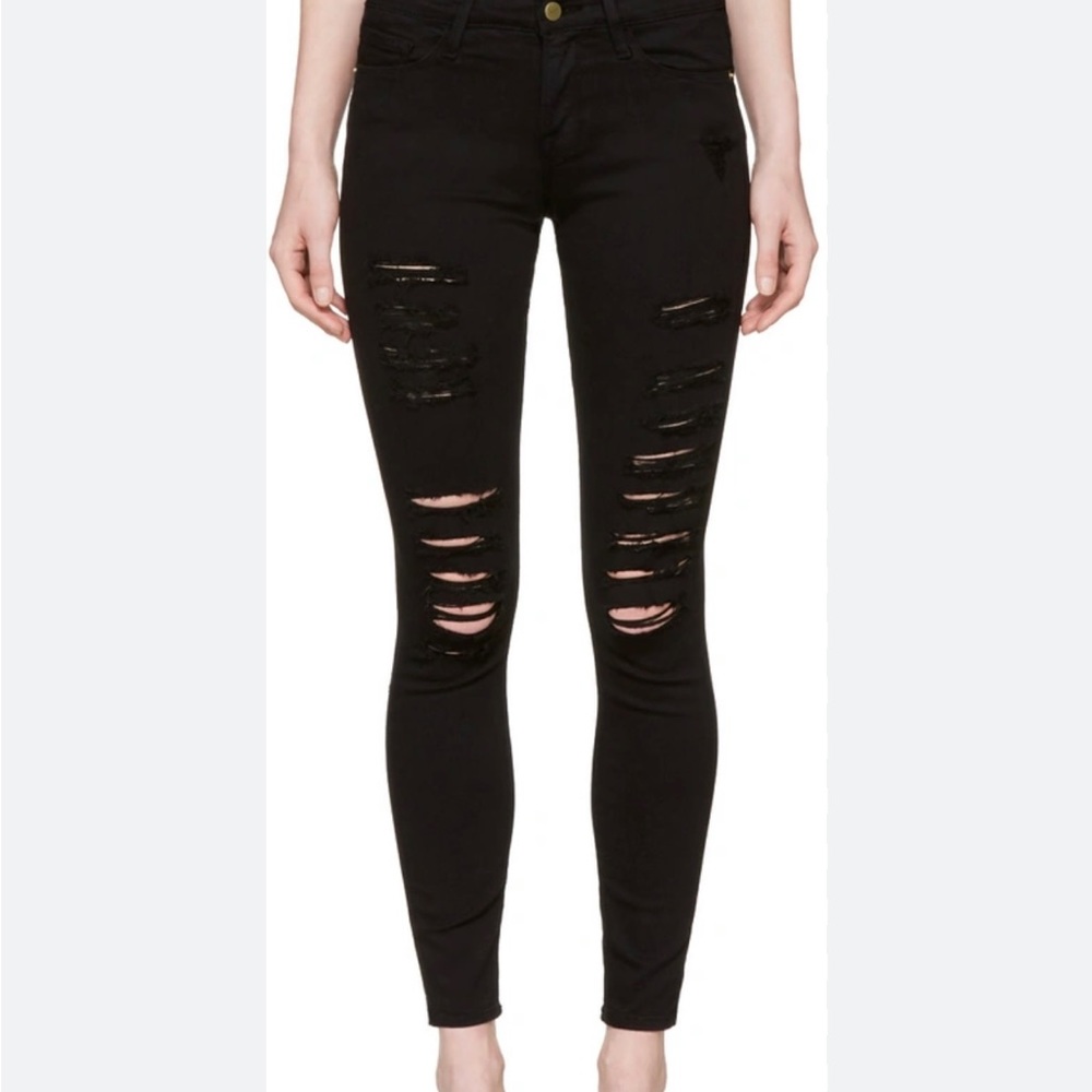 Frame black ripped jeans